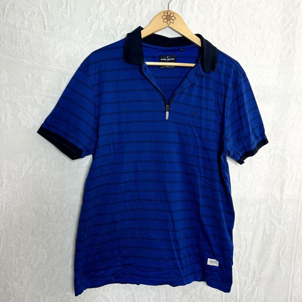 Men's Daniel Hechter Blue Striped Polo Shirt